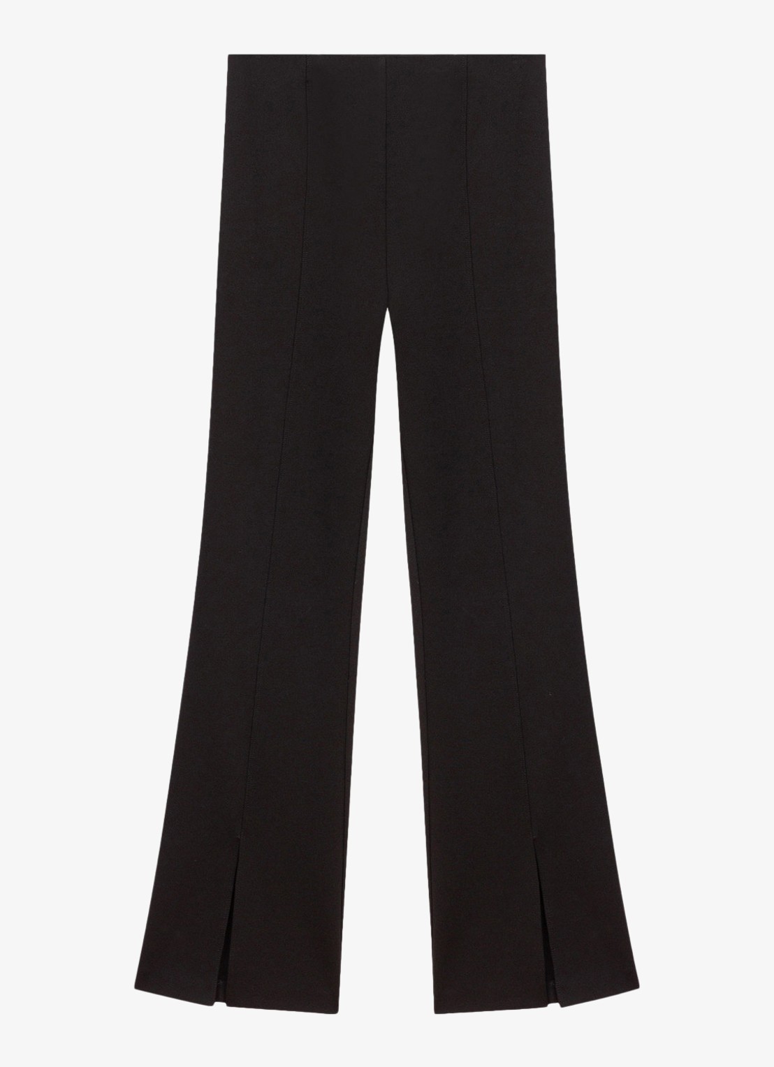 Maje High waist flared broek met split - voorkant 6 zwart