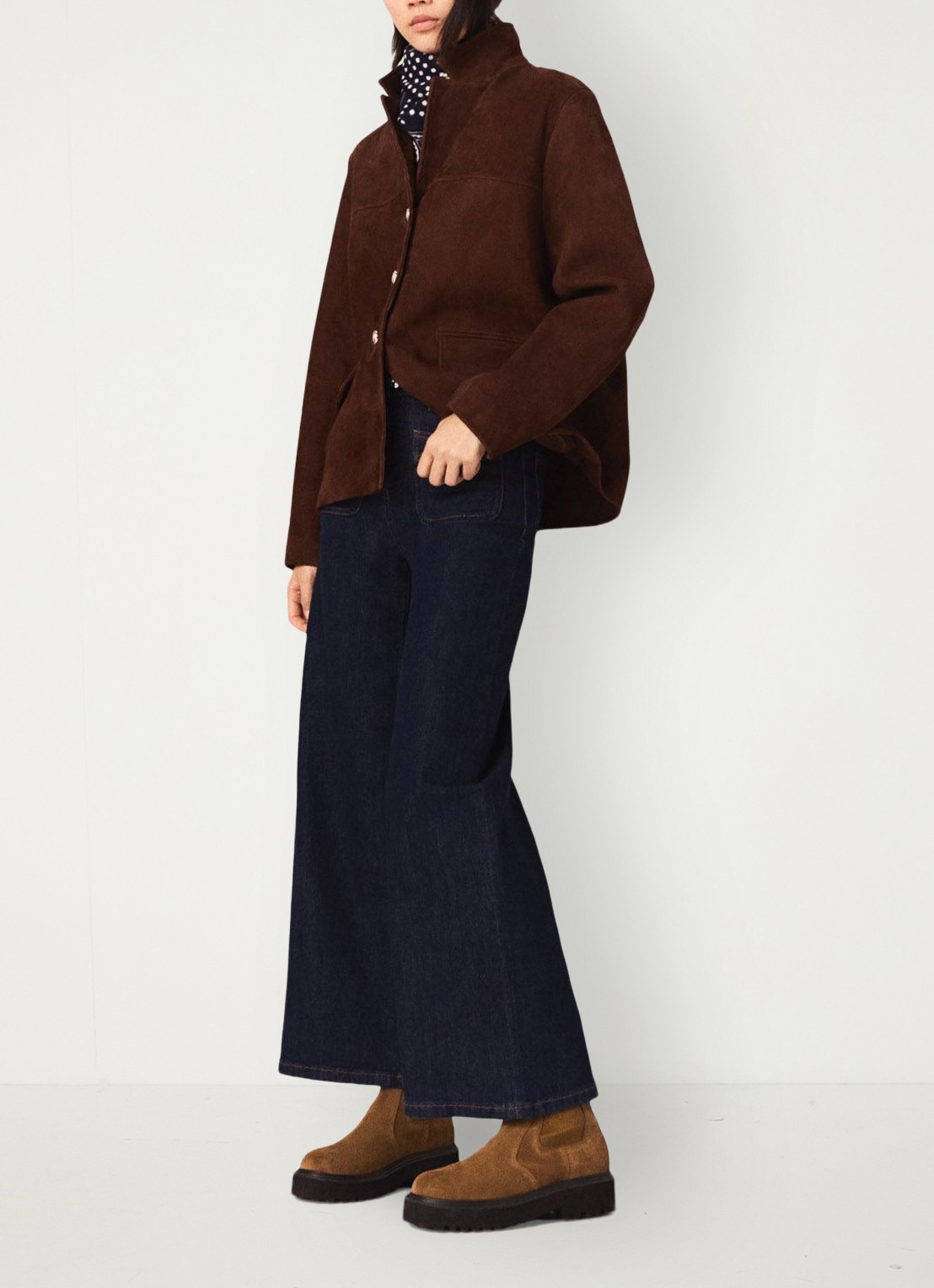 Maje High waist flared jeans met opgestikte zakken - detail 2 donkerblauw