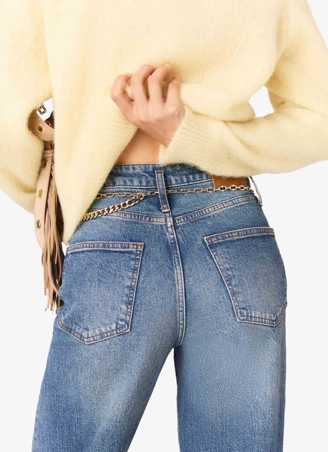 Maje High waist loose fit jeans met steekzakken - detail 2 indigo