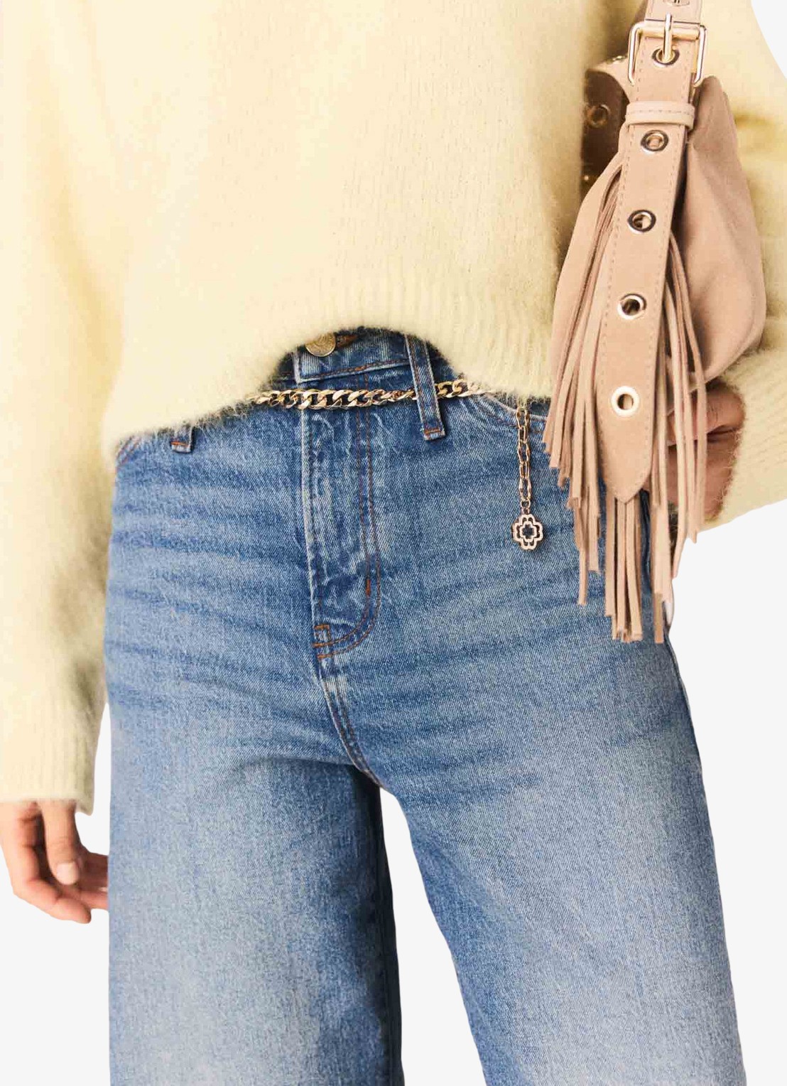 Maje High waist loose fit jeans met steekzakken - detail 3 indigo