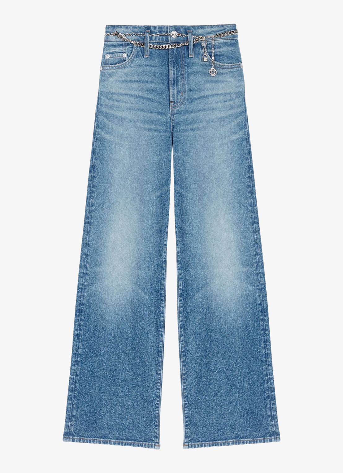 Maje High waist loose fit jeans met steekzakken - voorkant 6 indigo