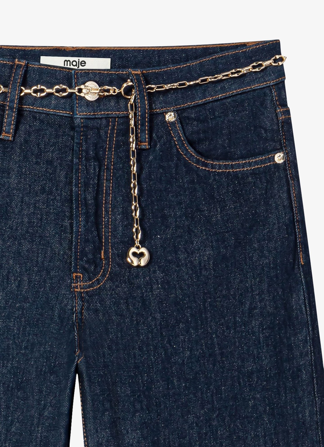 Maje High waist loose fit jeans met steekzakken - detail 6 donkerblauw