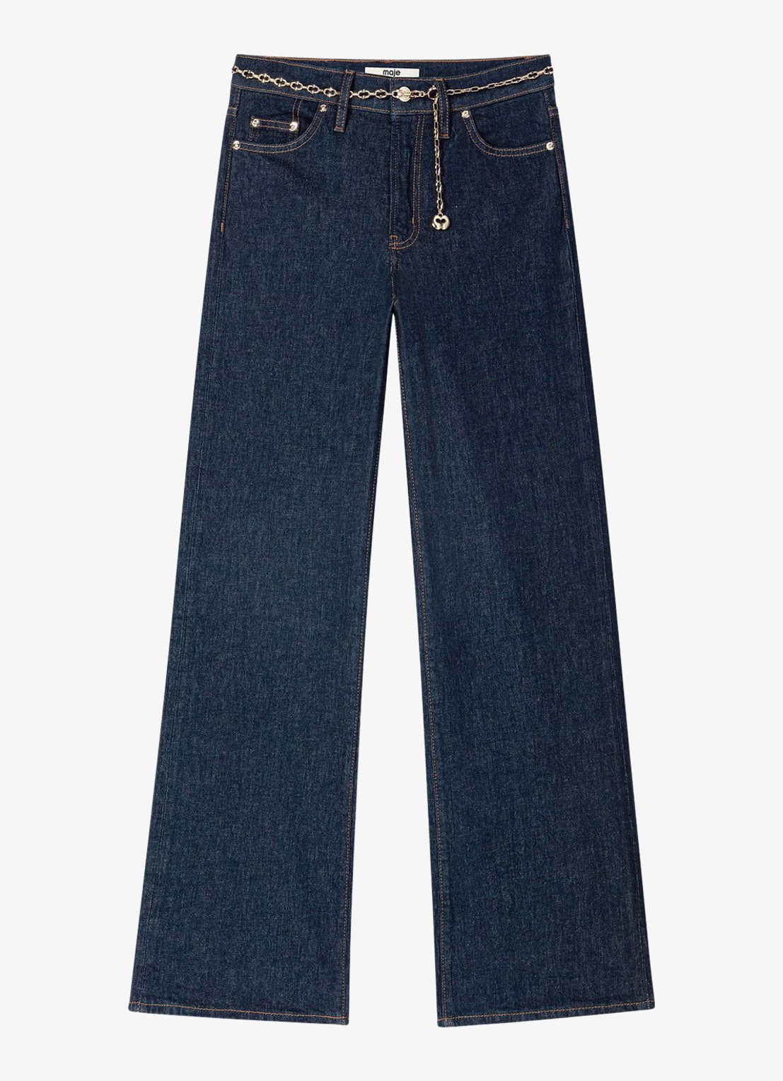 Maje High waist loose fit jeans met steekzakken - voorkant 7 donkerblauw