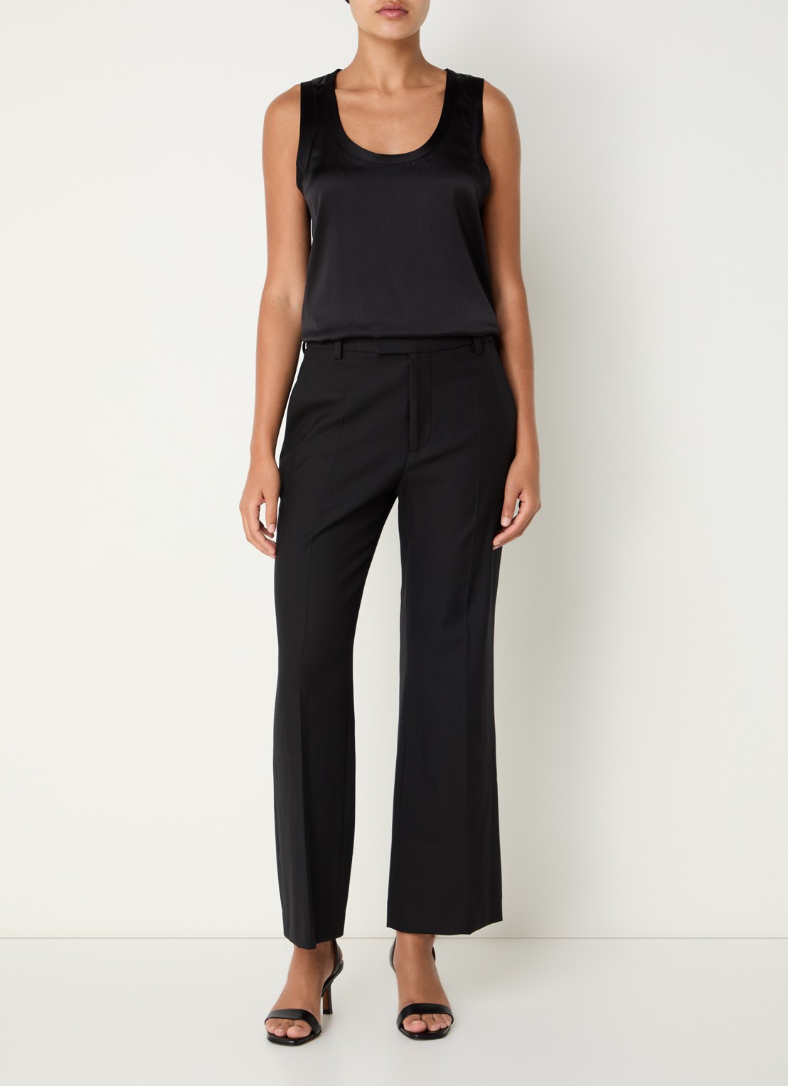 Maje High waist loose fit pantalon in wolblend - voorkant 3 zwart