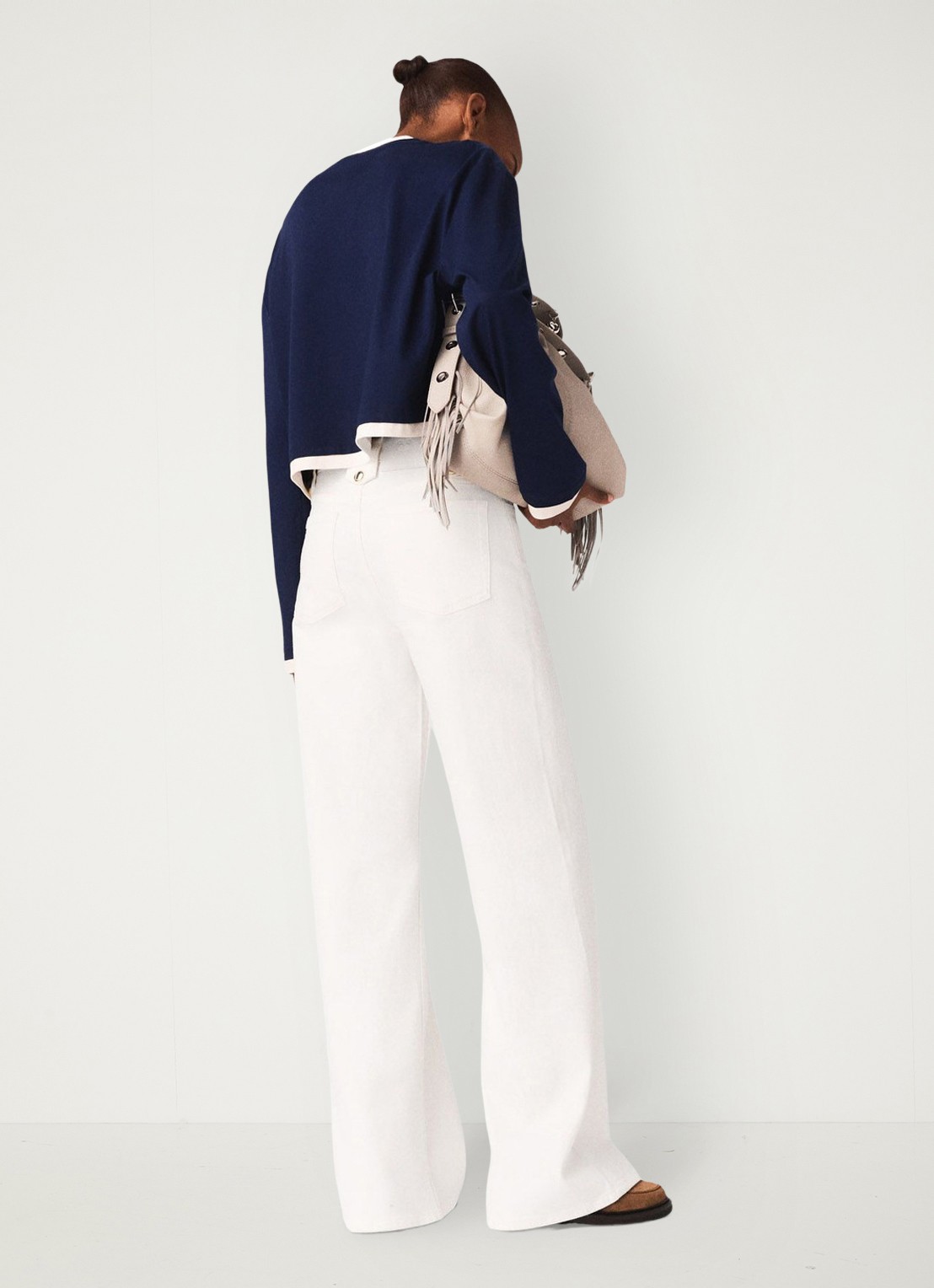 Maje High waist straight fit jeans met gekleurde wassing - achterkant 4 wit