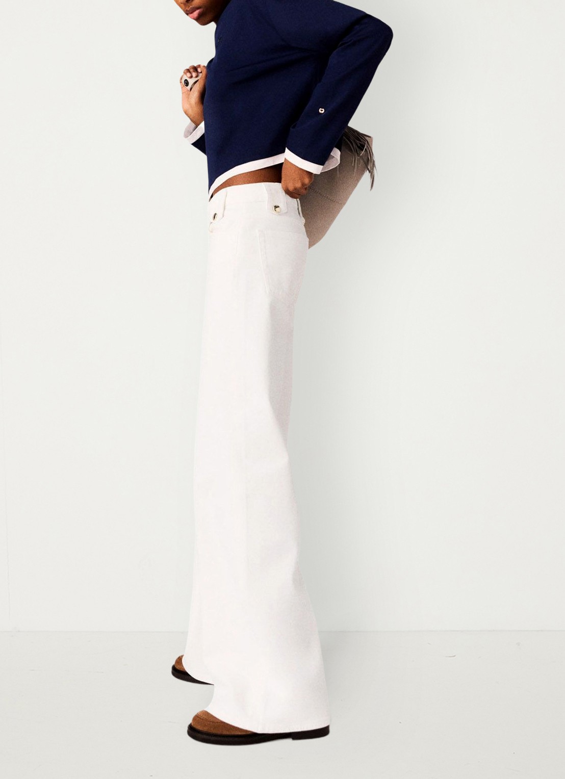 Maje High waist straight fit jeans met gekleurde wassing - detail 2 wit