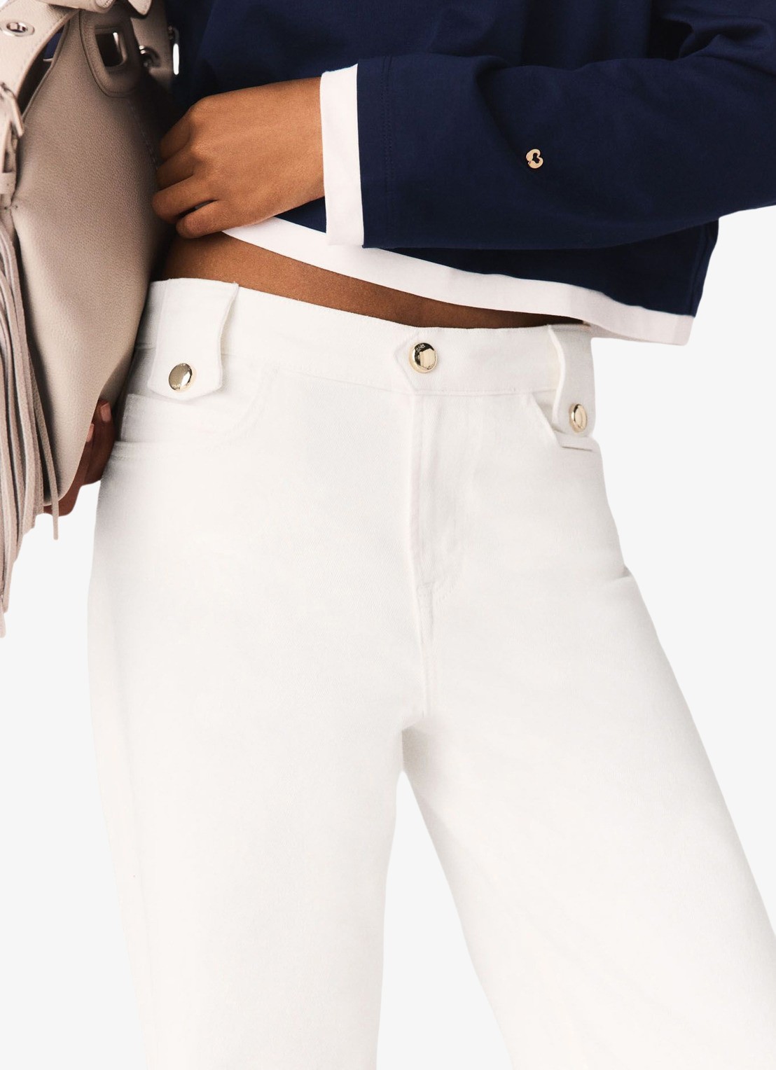 Maje High waist straight fit jeans met gekleurde wassing - detail 3 wit