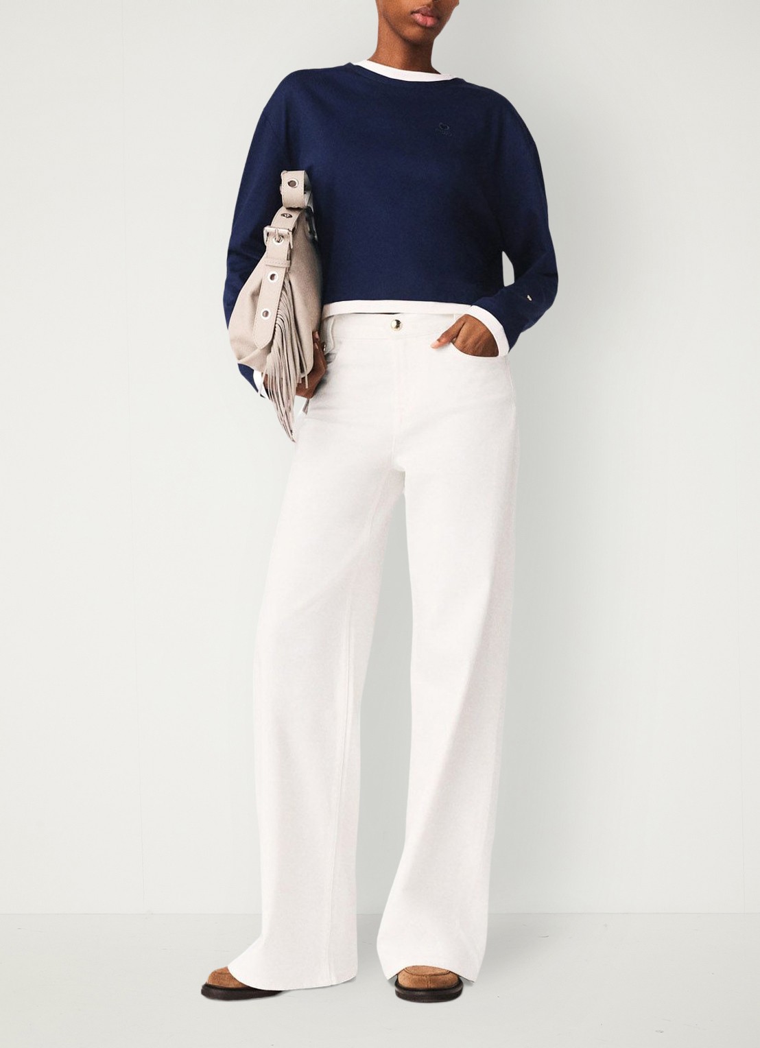 Maje High waist straight fit jeans met gekleurde wassing - voorkant 6 wit