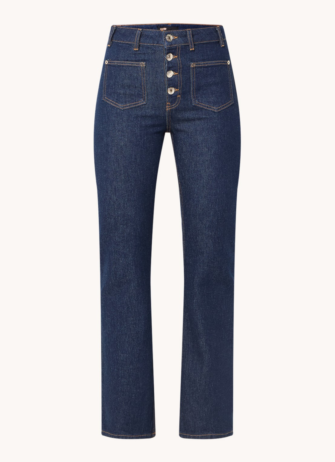 Maje High waist straight leg jeans met donkere wassing - voorkant 3 indigo