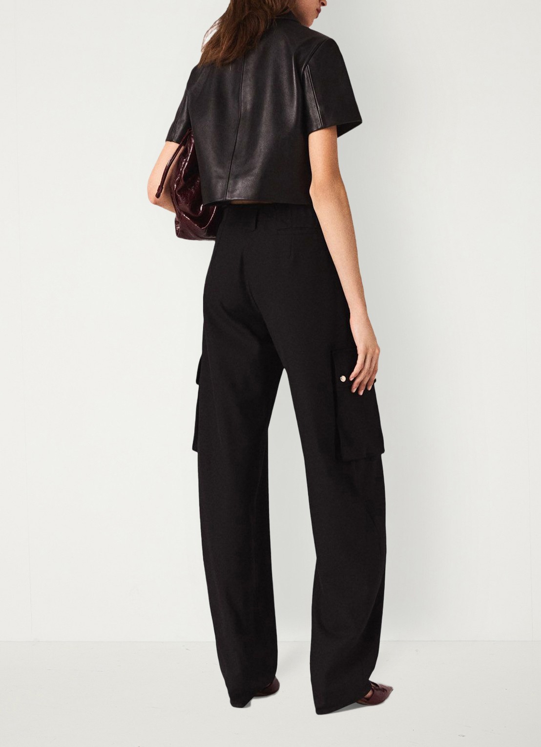 Maje High waist tapered fit cargobroek met steekzakken - achterkant 6 jeans
