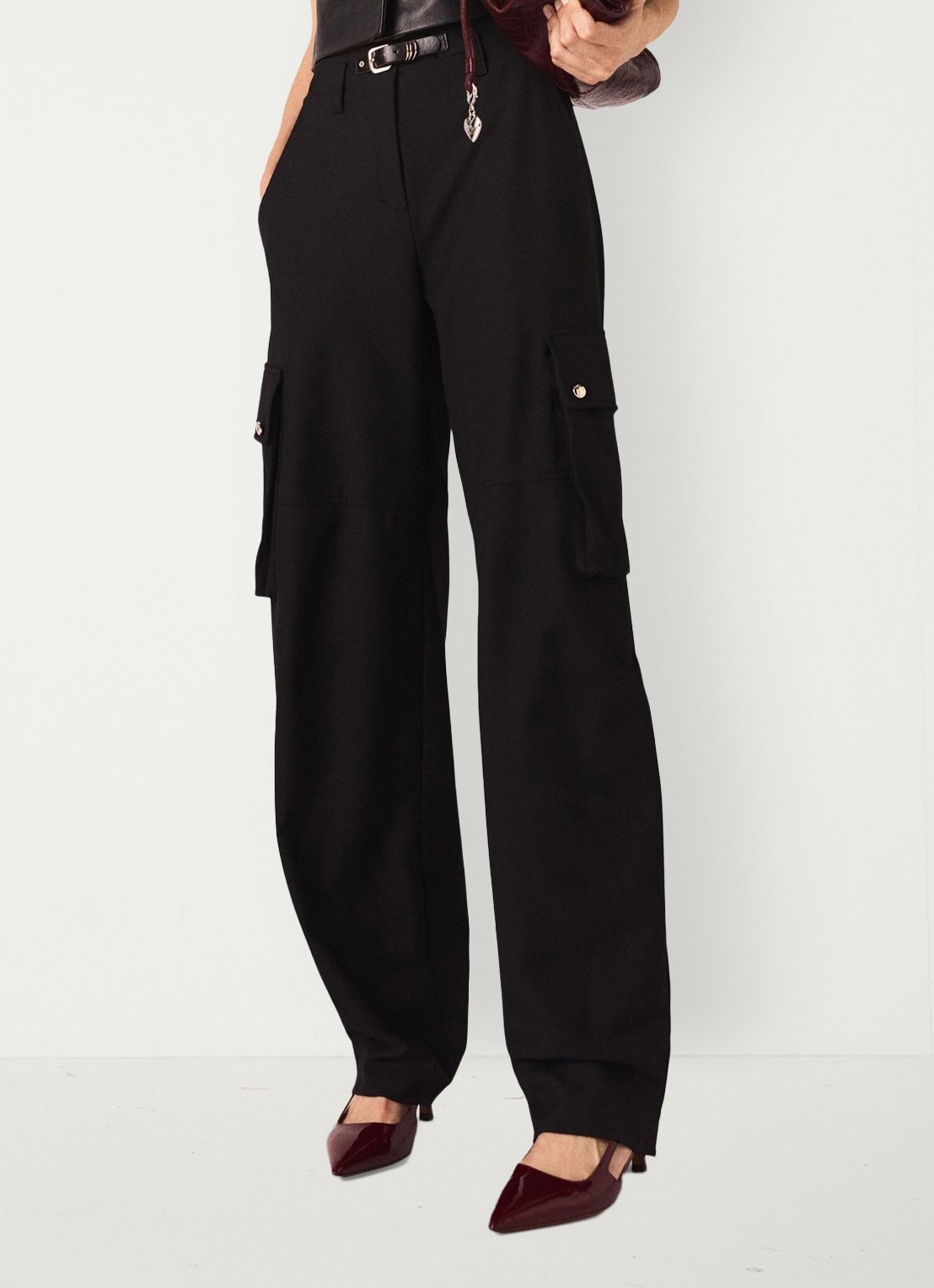 Maje High waist tapered fit cargobroek met steekzakken - detail 3 jeans
