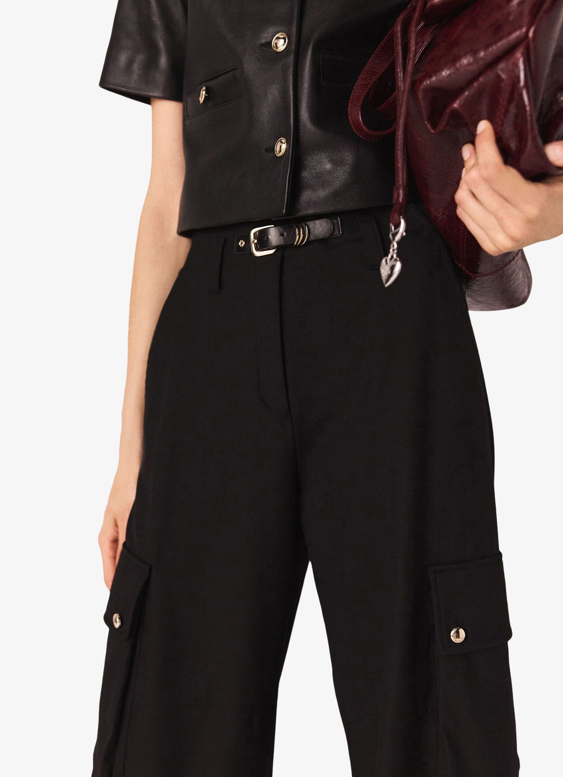 Maje High waist tapered fit cargobroek met steekzakken - detail 4 jeans