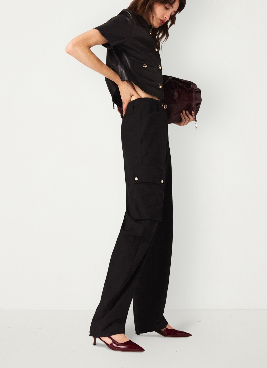 Maje High waist tapered fit cargobroek met steekzakken - detail 5 jeans