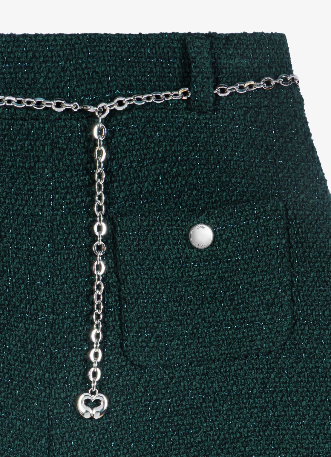 Maje High waist wide fit korte broek met tweed-look - detail 6 donkergroen
