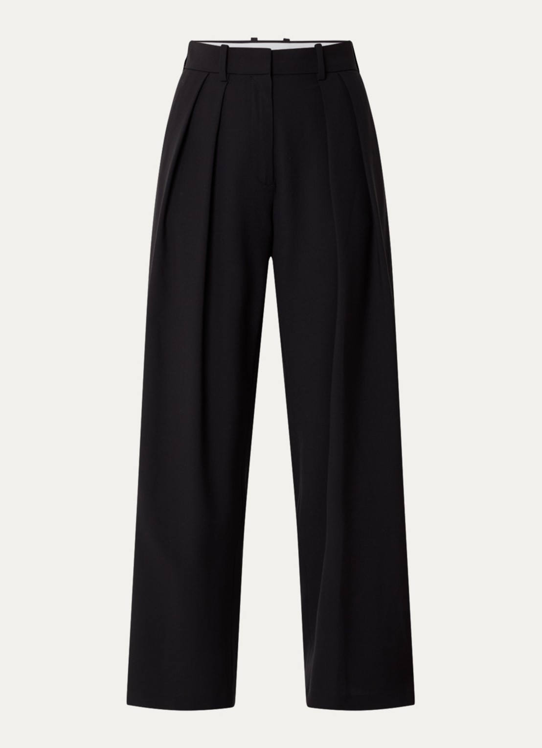 Maje High waist wide fit pantalon in wolblend met steekzakken - voorkant 2 zwart