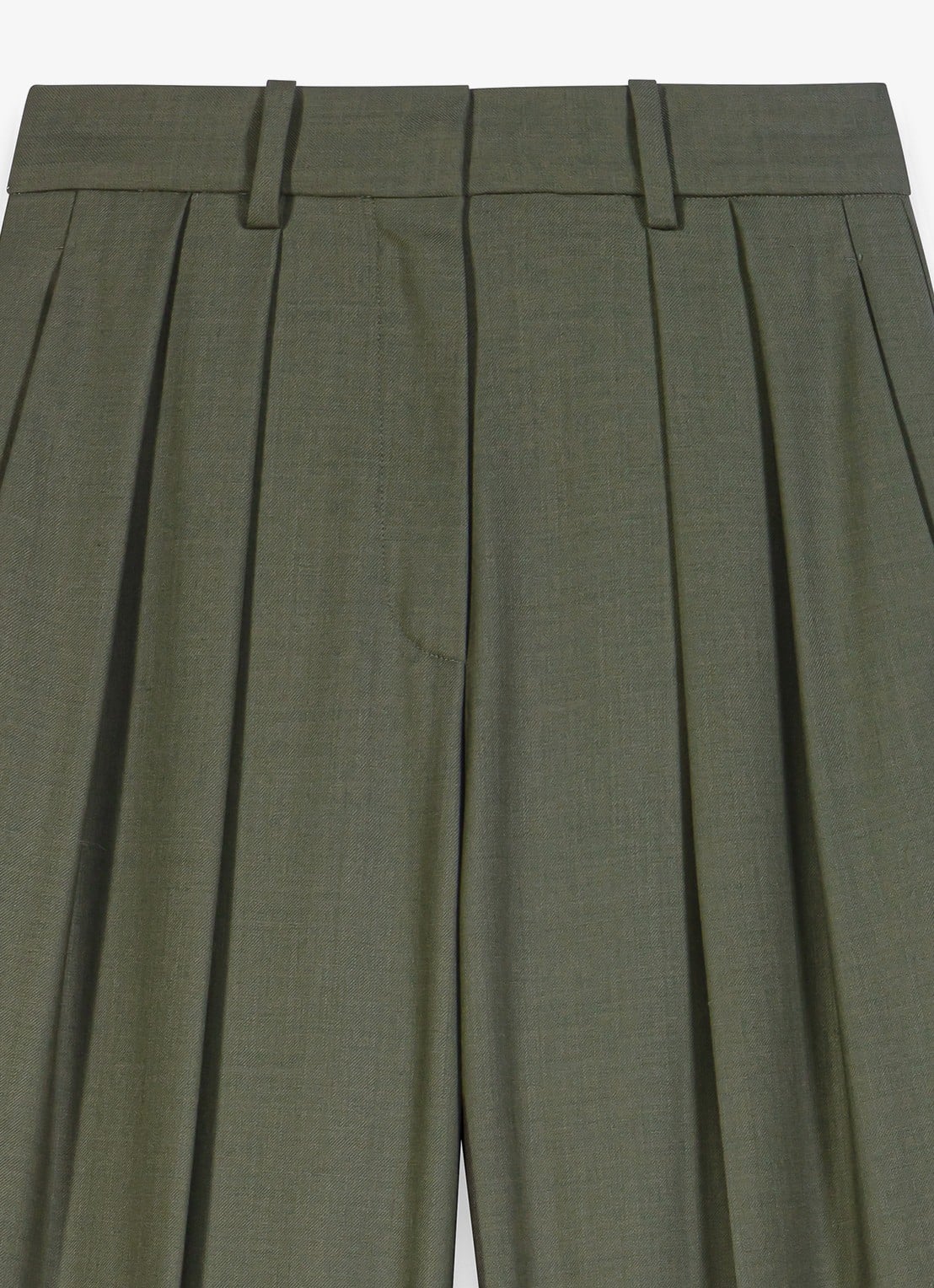 Maje High waist wide fit pantalon in wolblend - detail 5 legergroen
