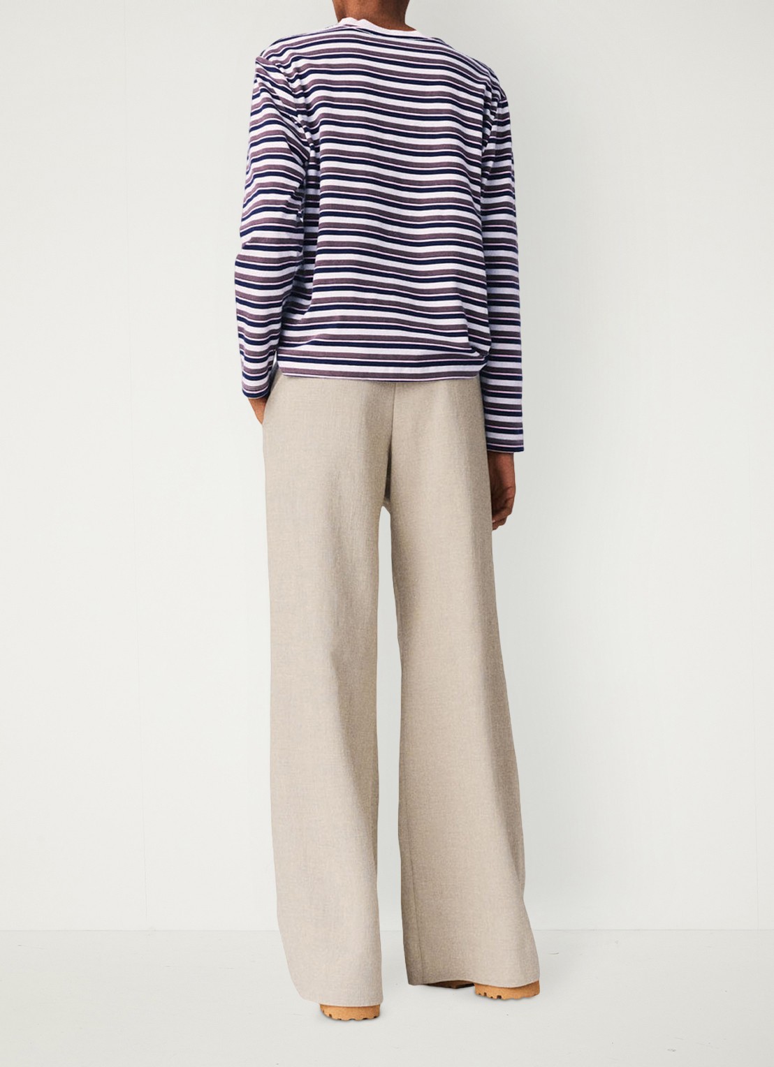 Maje High waist wide fit pantalon met steekzakken - achterkant beige