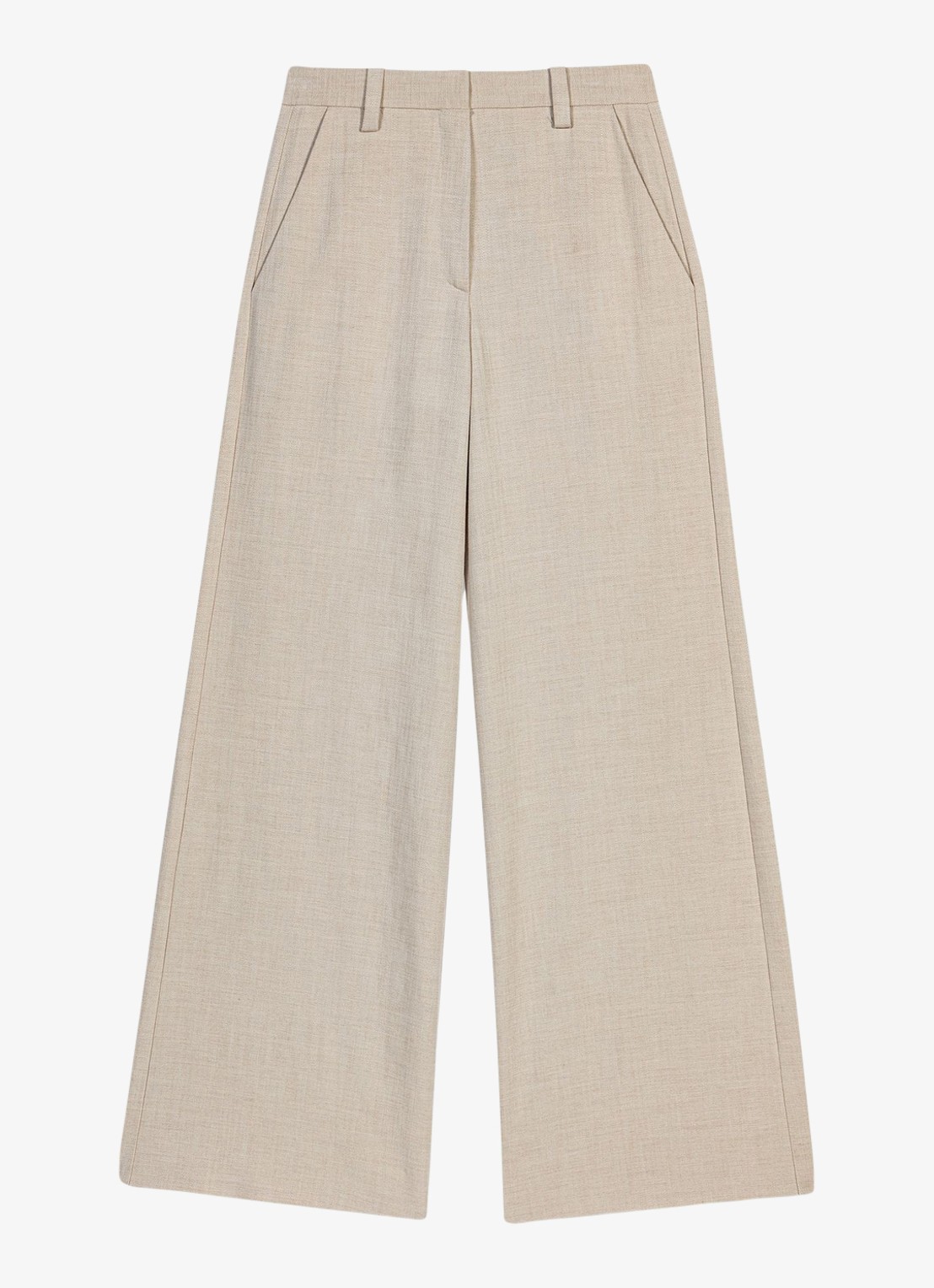 Maje High waist wide fit pantalon met steekzakken - voorkant 2 beige