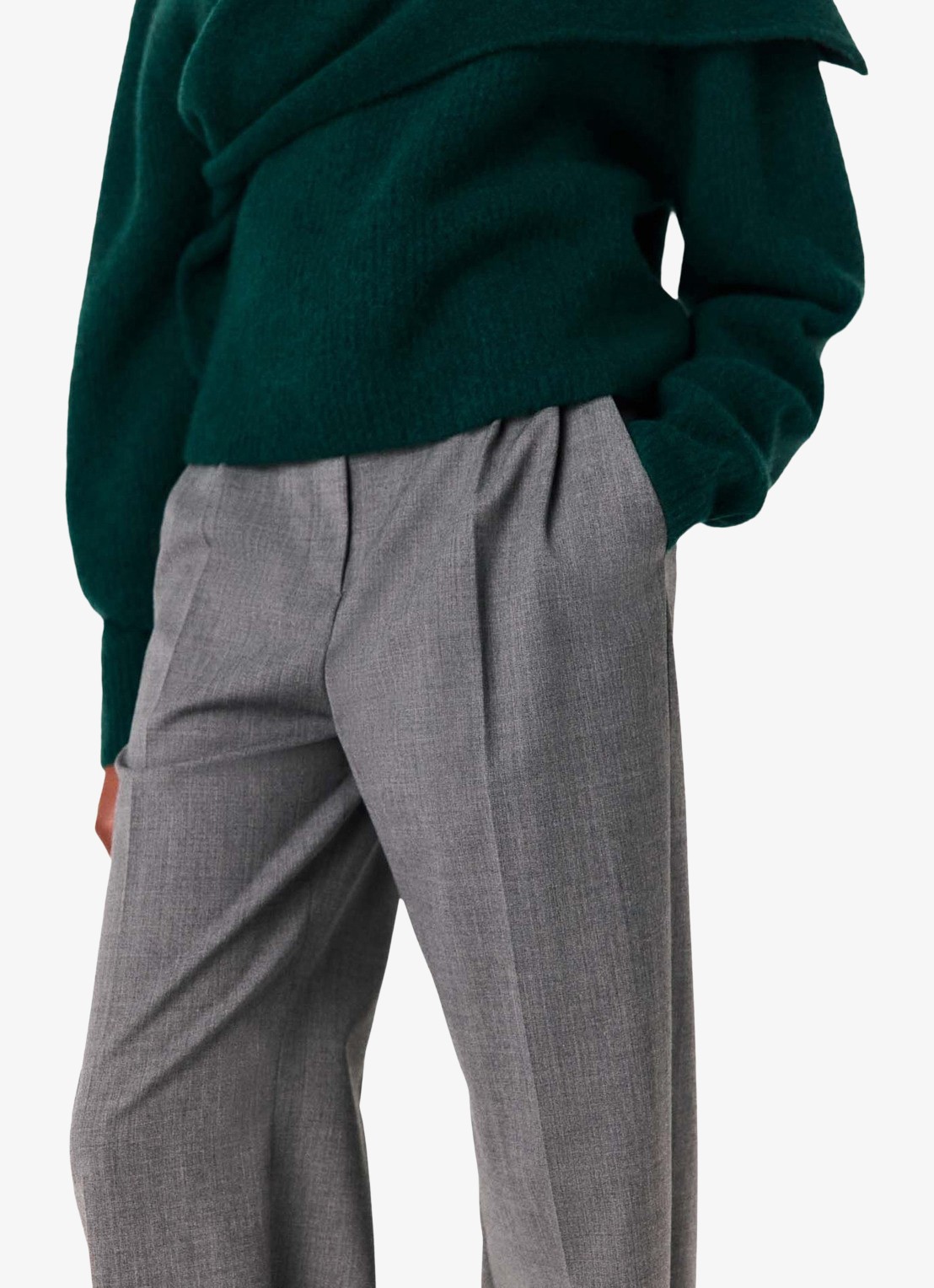 Maje High waist wide fit pantalon met steekzakken - detail 3 grijs