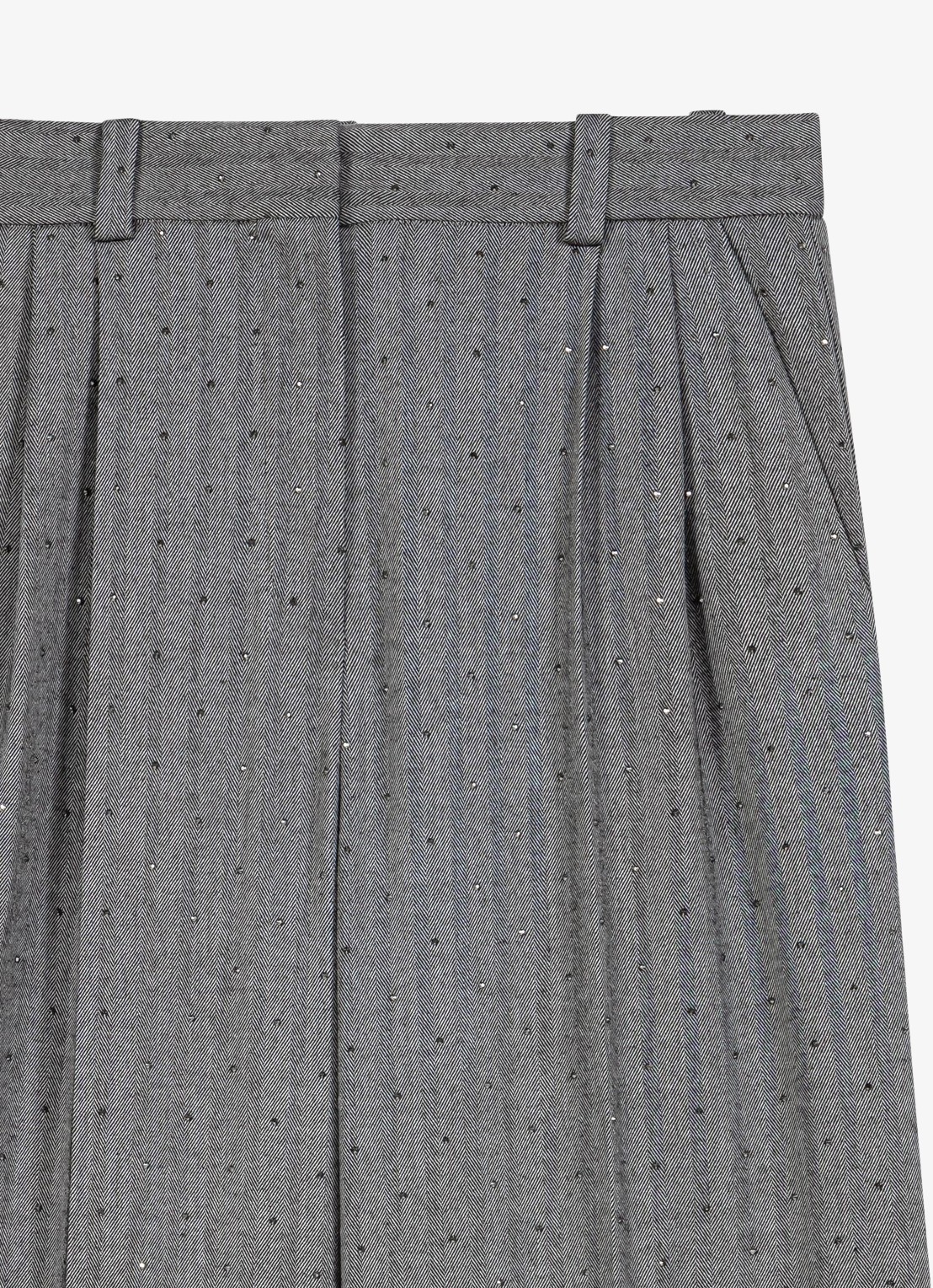 Maje High waist wide fit pantalon met strass - detail 6 grijs
