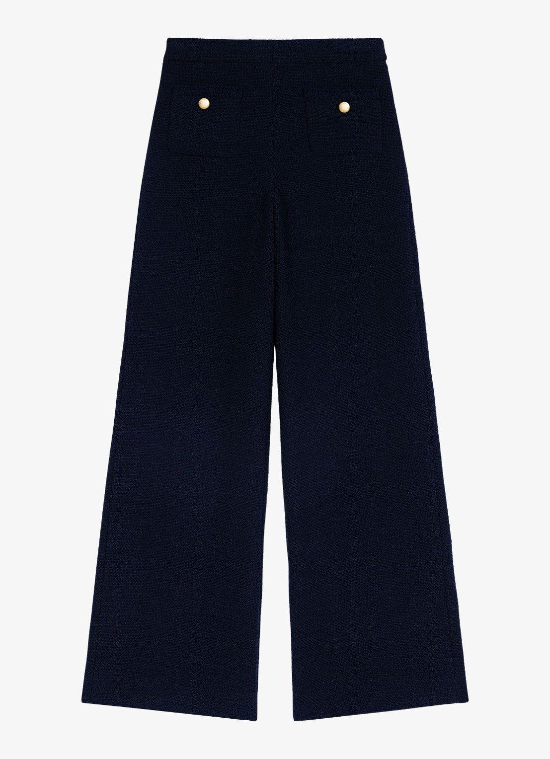 Maje High waist wide fit pantalon met tweed-look - voorkant 2 donkerblauw