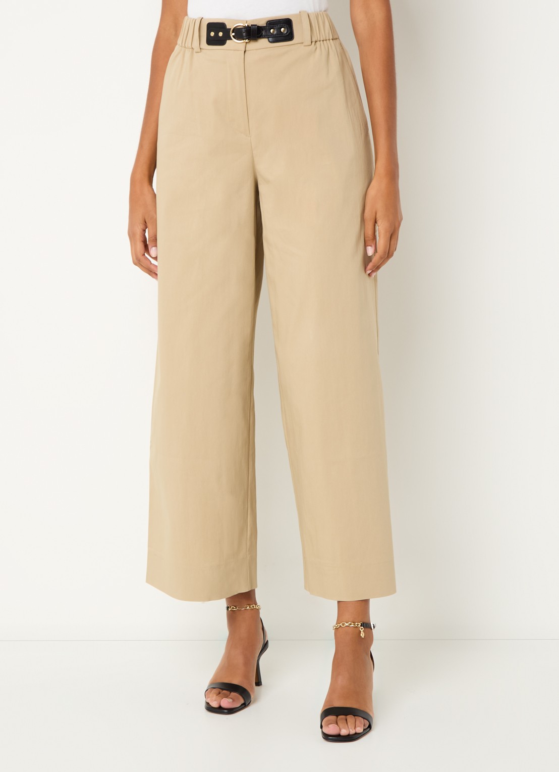 Maje High waist wide fit pantalon - detail beige