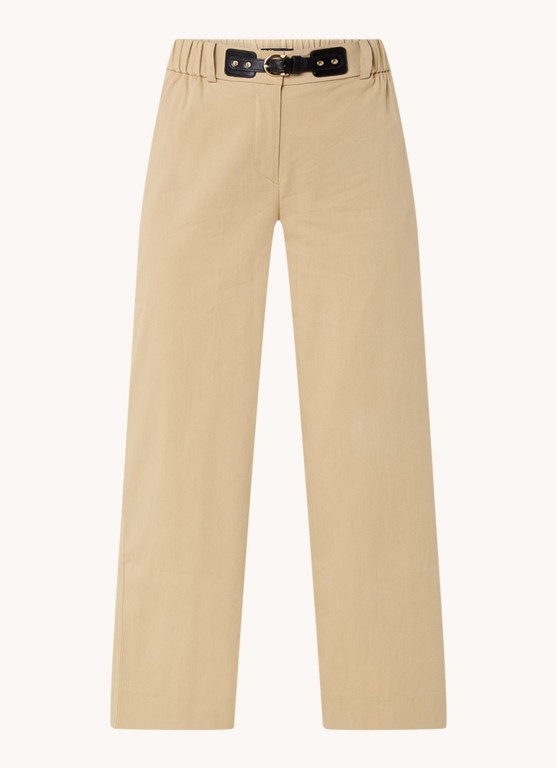Maje High waist wide fit pantalon - voorkant 3 beige
