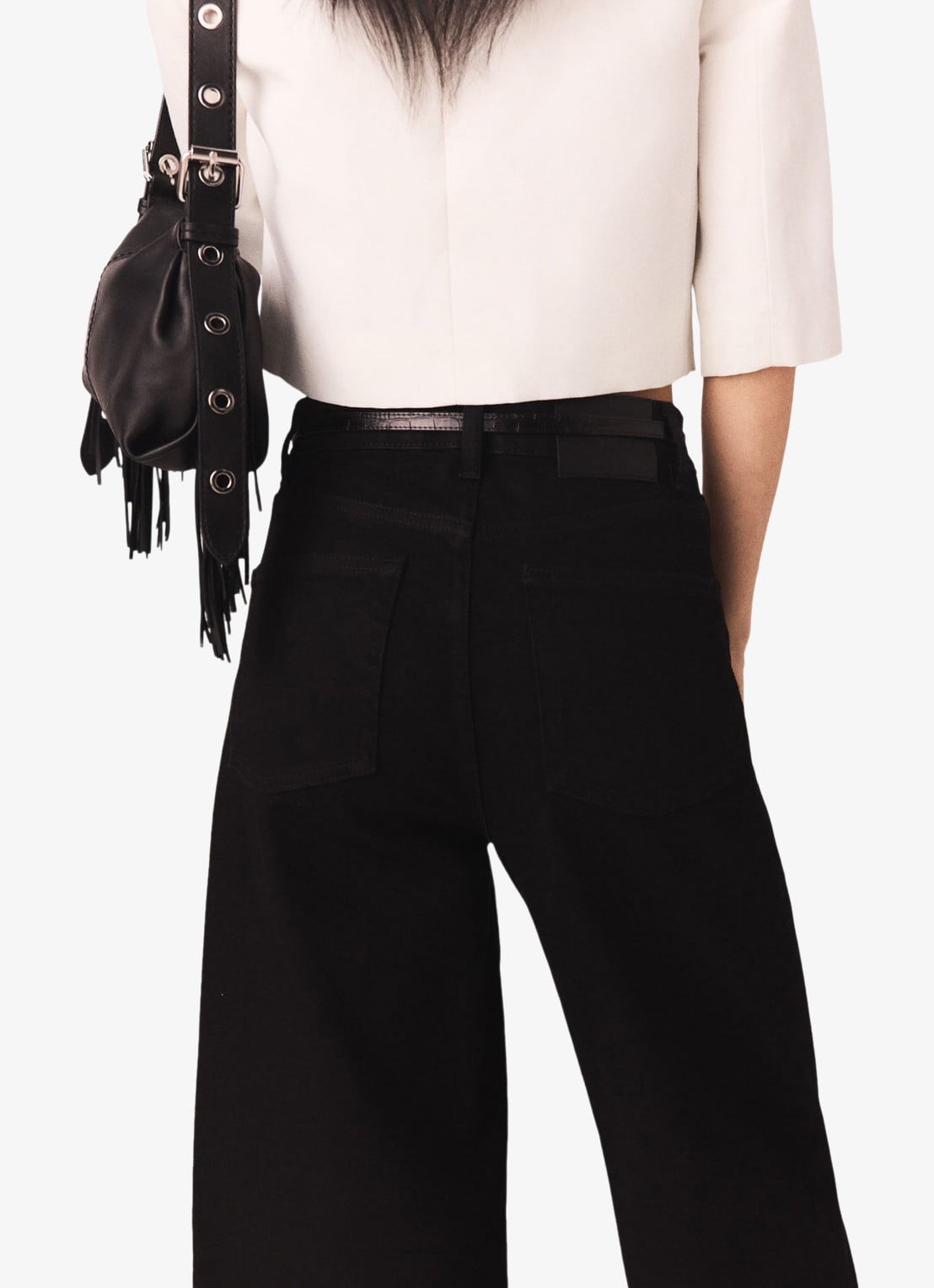 Maje High waist wide leg jeans met opgestikte zakken - detail 5 zwart