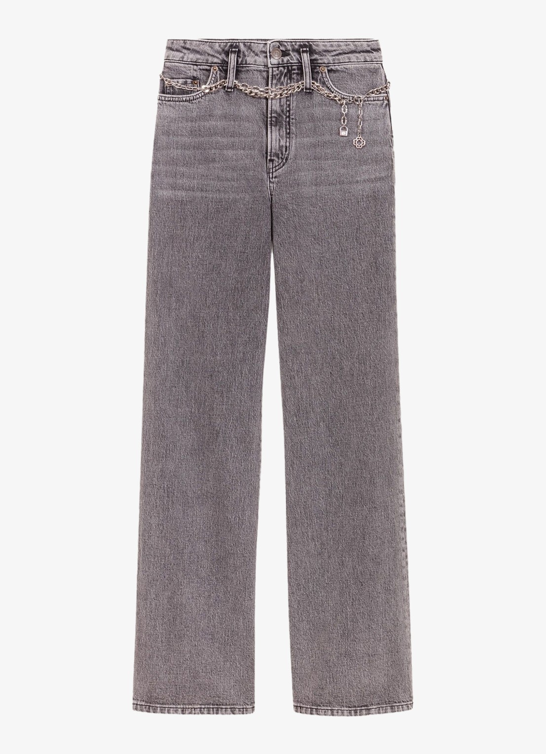 Maje High waist wide leg jeans met steekzakken - voorkant 6 grijs