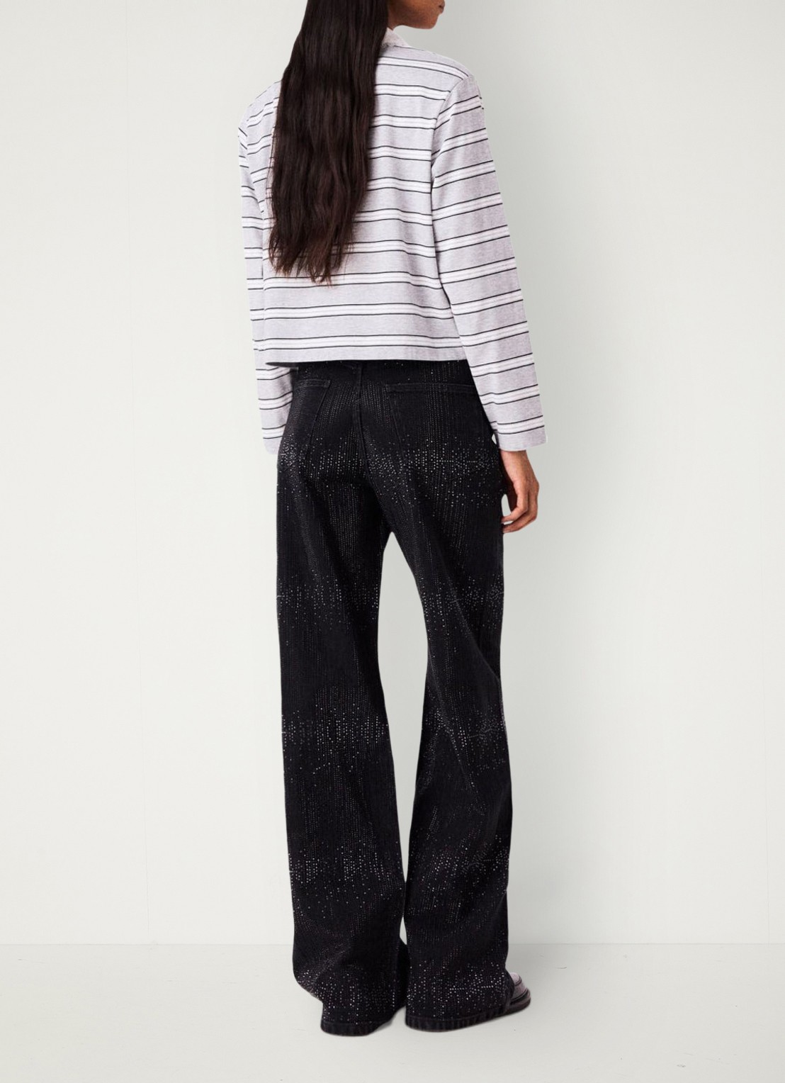 Maje High waist wide leg jeans met strass - achterkant 8 jeans