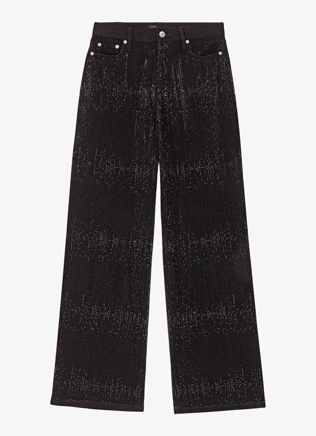 Maje High waist wide leg jeans met strass - voorkant 6 jeans