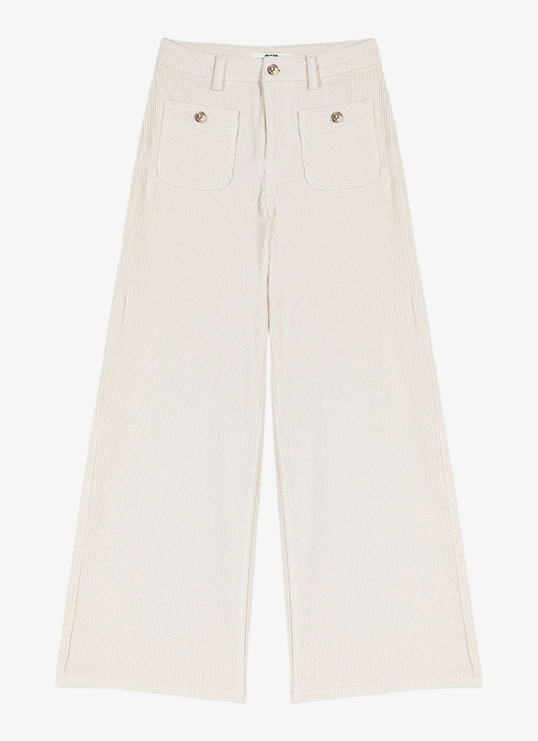 Maje High waist wide leg jeans van corduroy - voorkant 6 beige