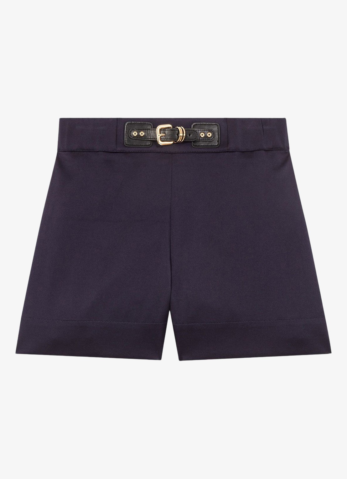 Maje High waist wide leg korte broek - voorkant donkerblauw