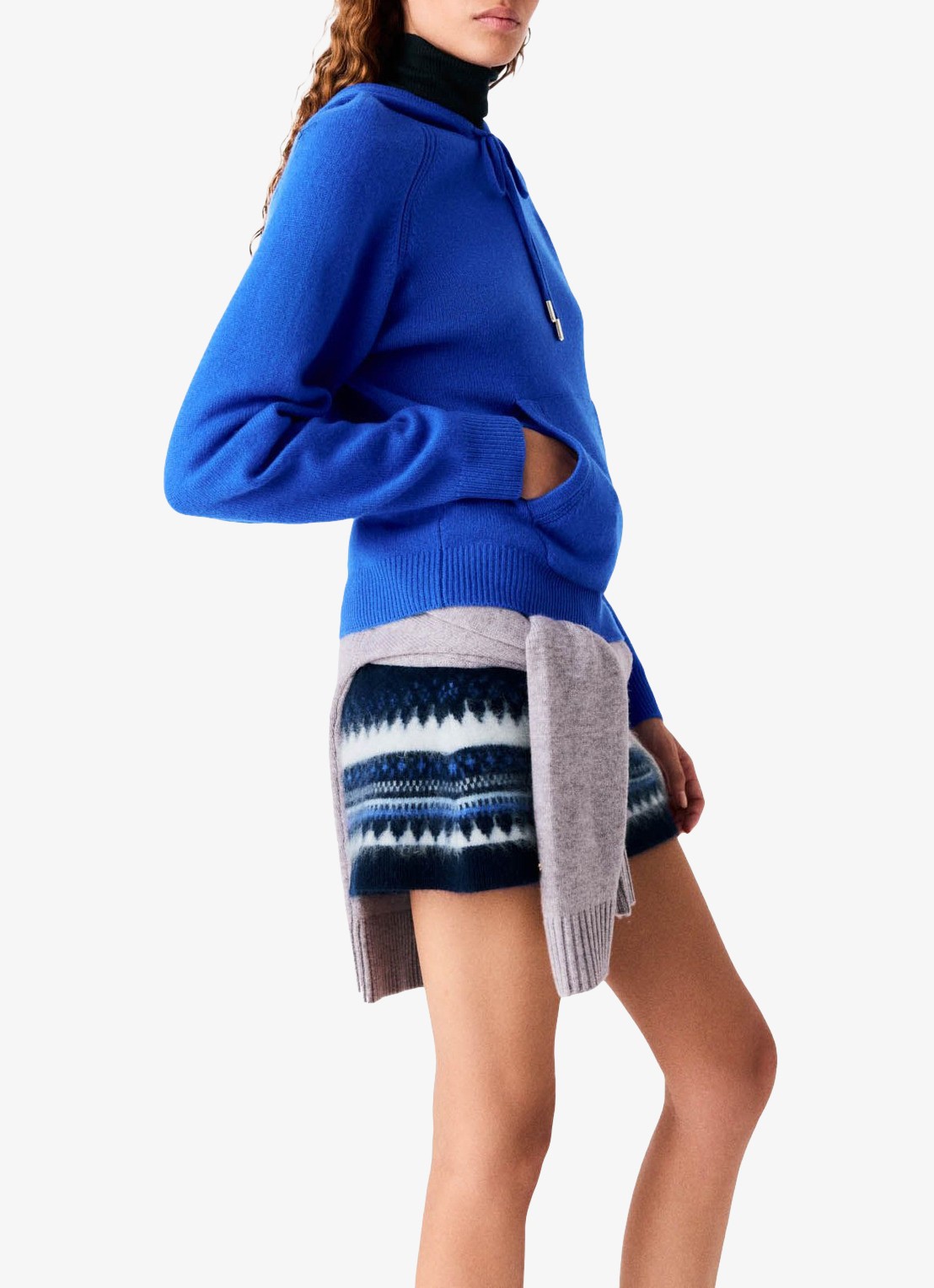 Maje Hoodie met kangoeroezak - detail donkerblauw