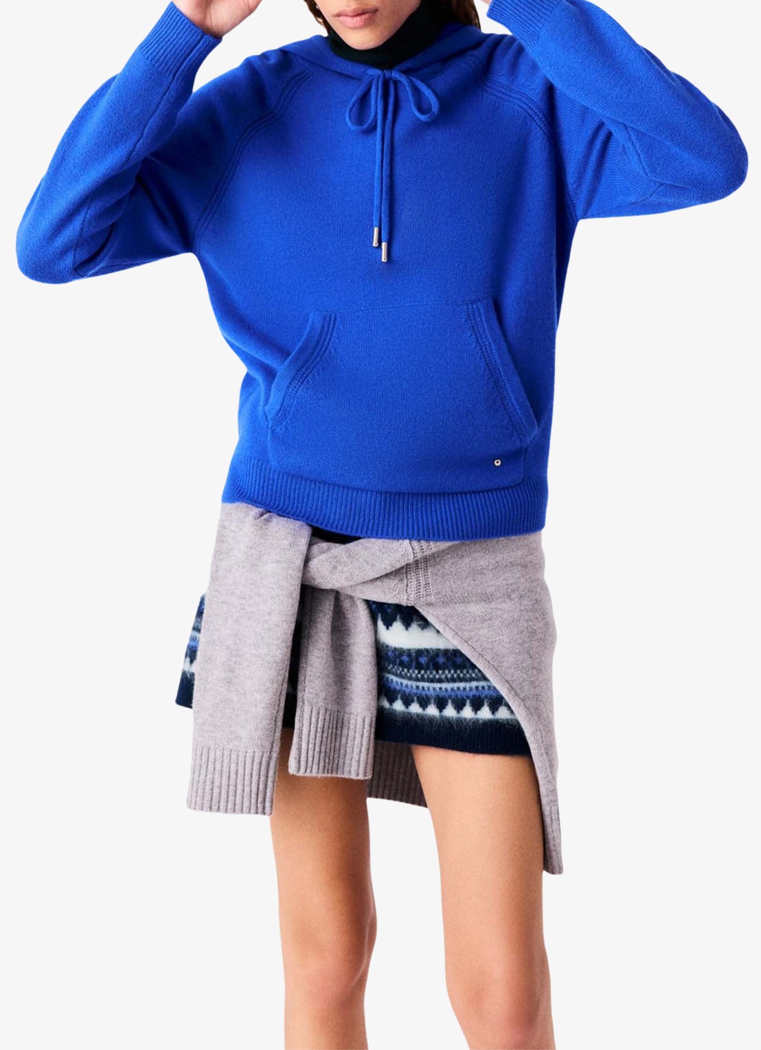 Maje Hoodie met kangoeroezak - detail 2 donkerblauw