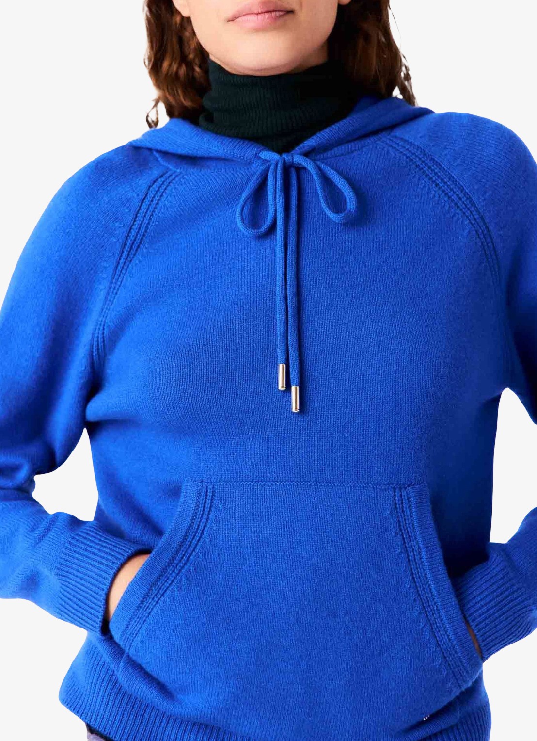 Maje Hoodie met kangoeroezak - detail 4 donkerblauw