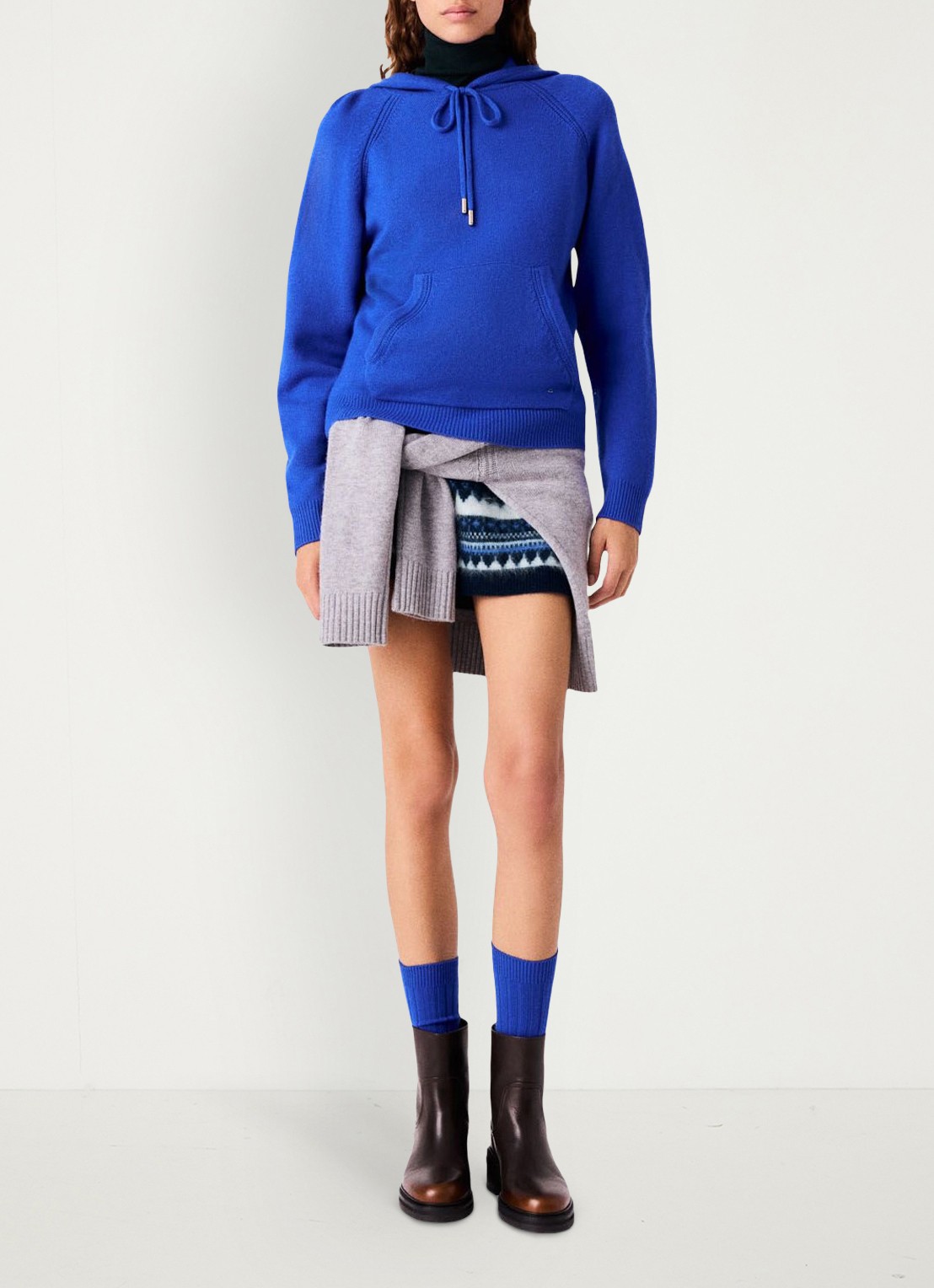 Maje Hoodie met kangoeroezak - voorkant 7 donkerblauw