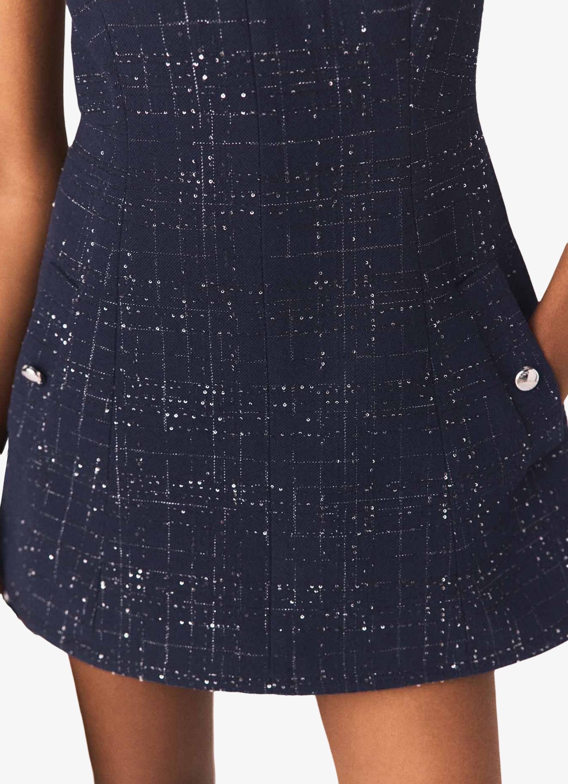 Maje Iomel mini jurk met steekzakken - detail 8 donkerblauw