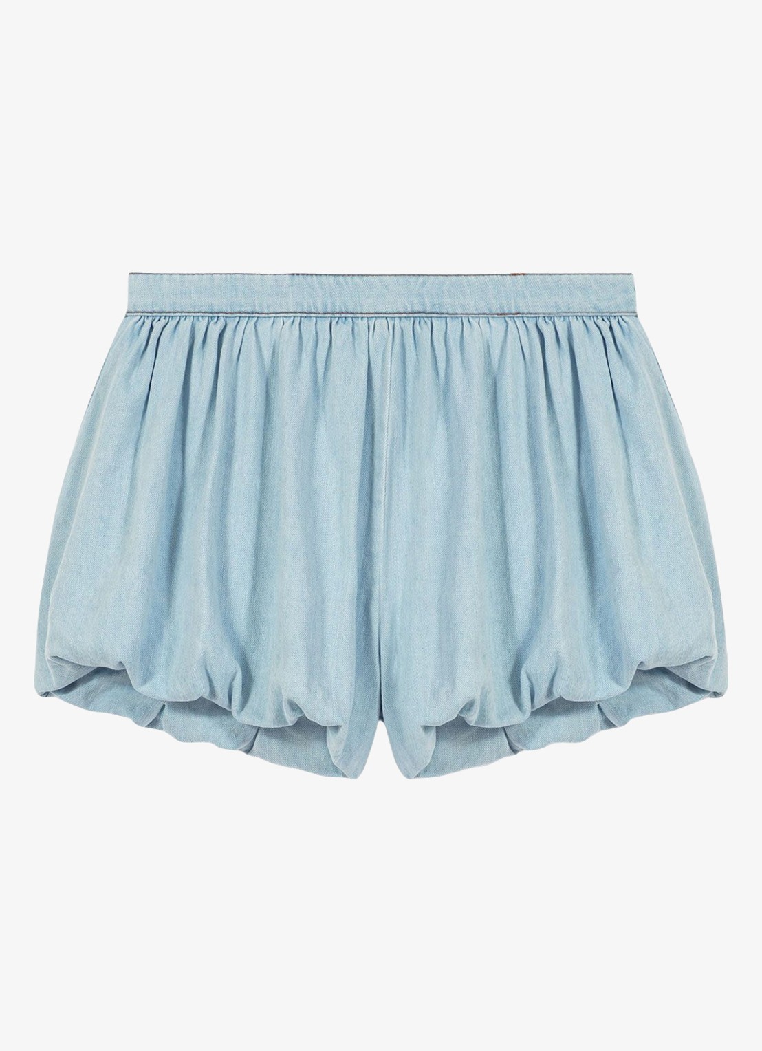 Maje IOU high waist straight fit korte broek met steekzakken - voorkant lichtblauw