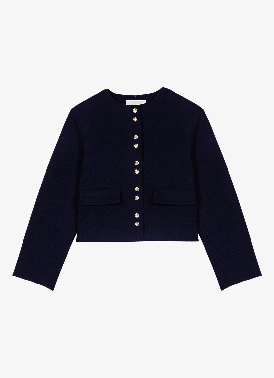 Maje Jack in wolblend met afneembare kraag - detail donkerblauw