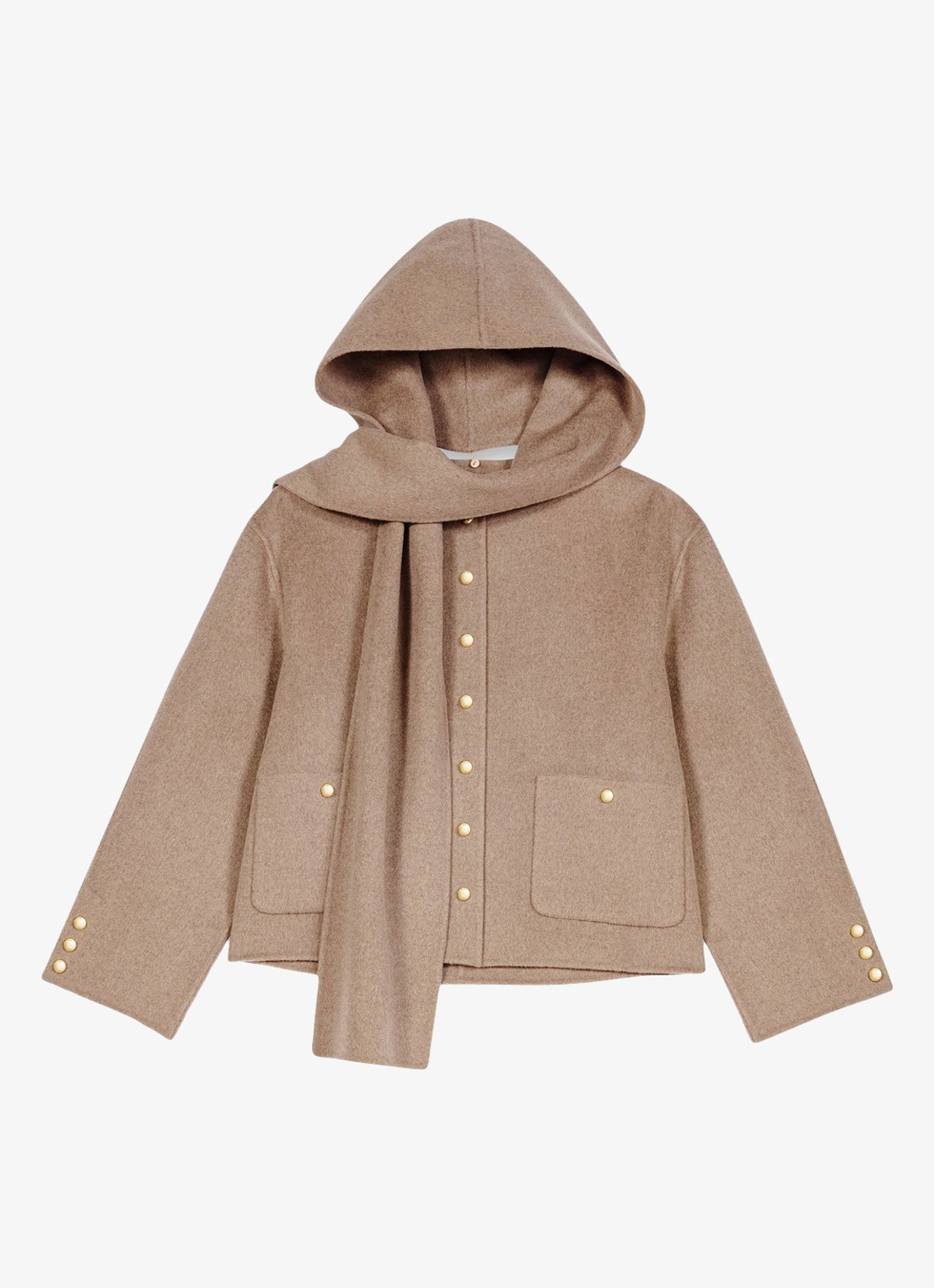 Maje Jack in wolblend met afneembare sjaal - voorkant 7 beige