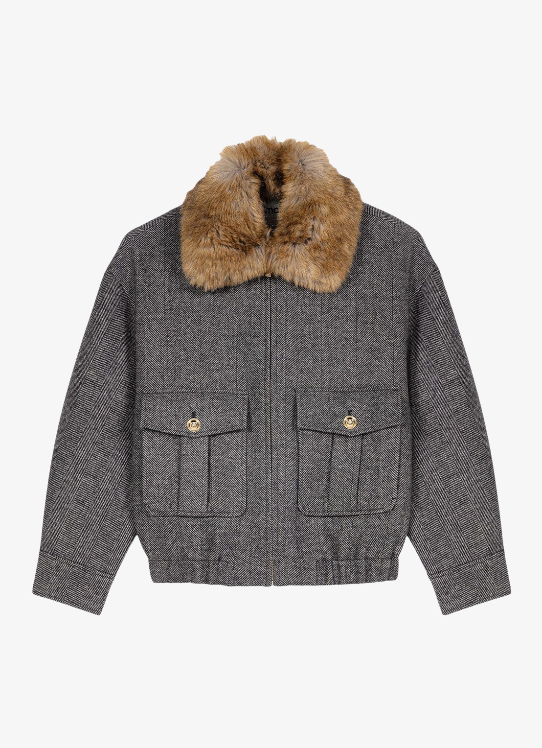 Maje Jack in wolblend - voorkant 2 dark grey / grijs