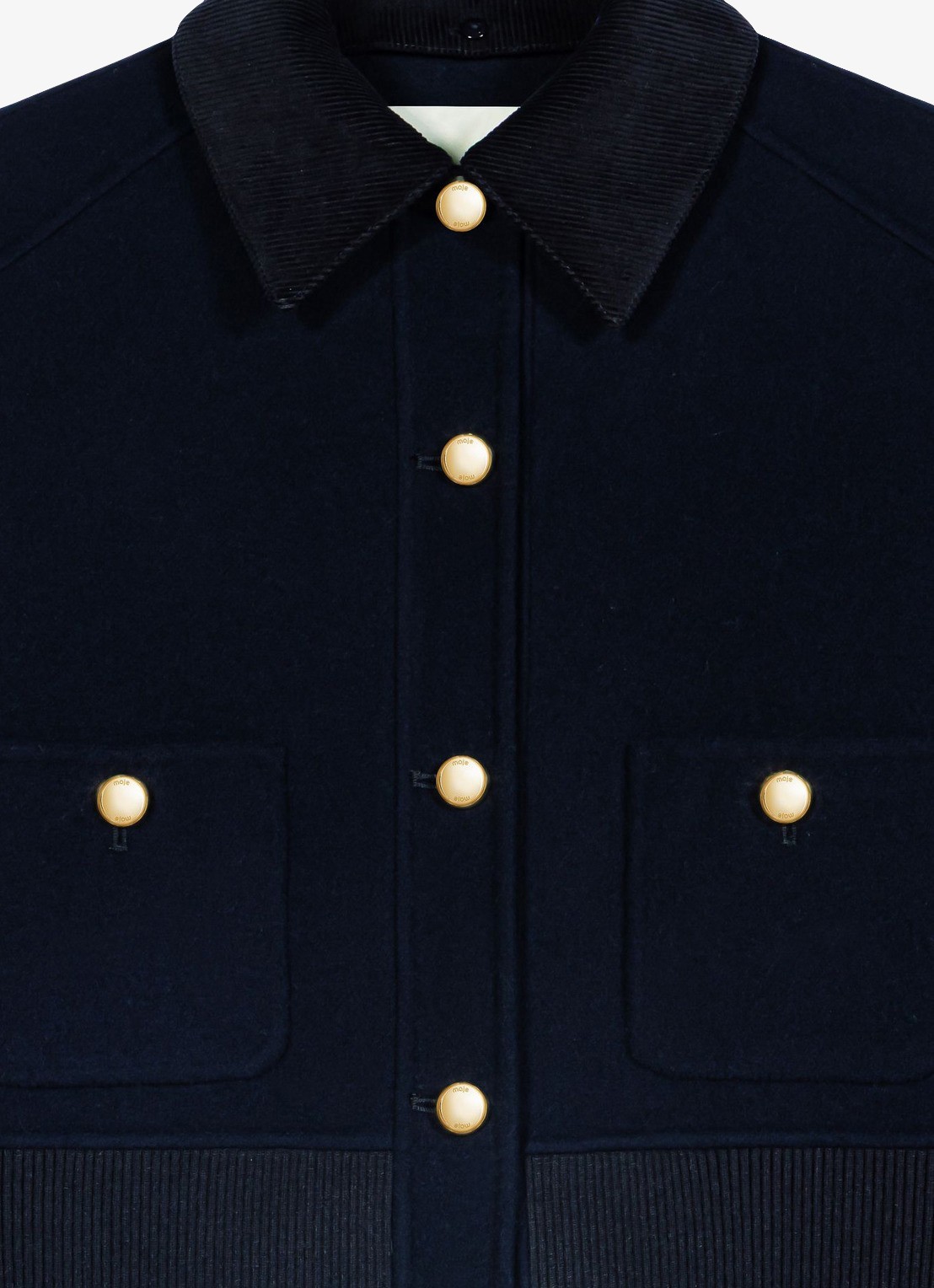 Maje Jack in wolblend - detail donkerblauw