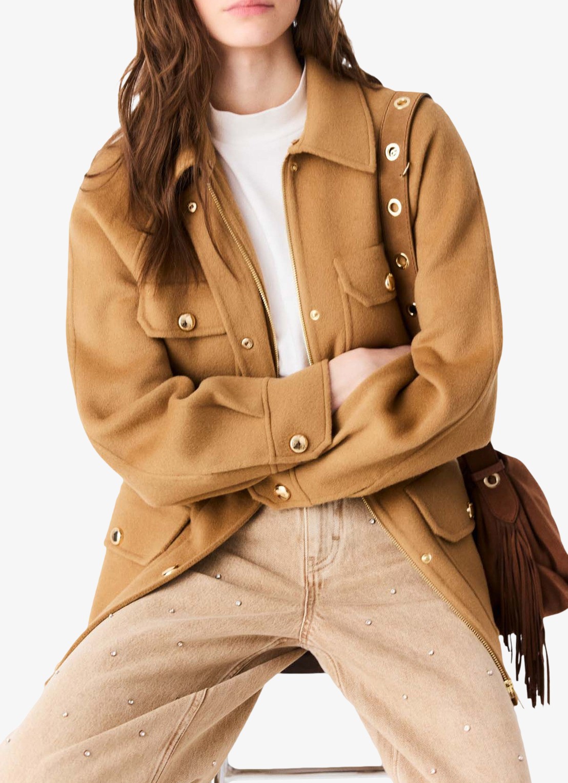 Maje Jack met strikceintuur - detail 4 camel