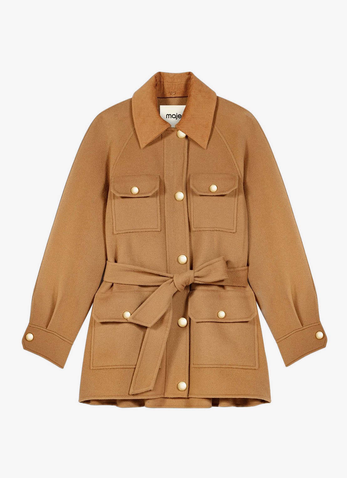 Maje Jack met strikceintuur - voorkant 7 camel
