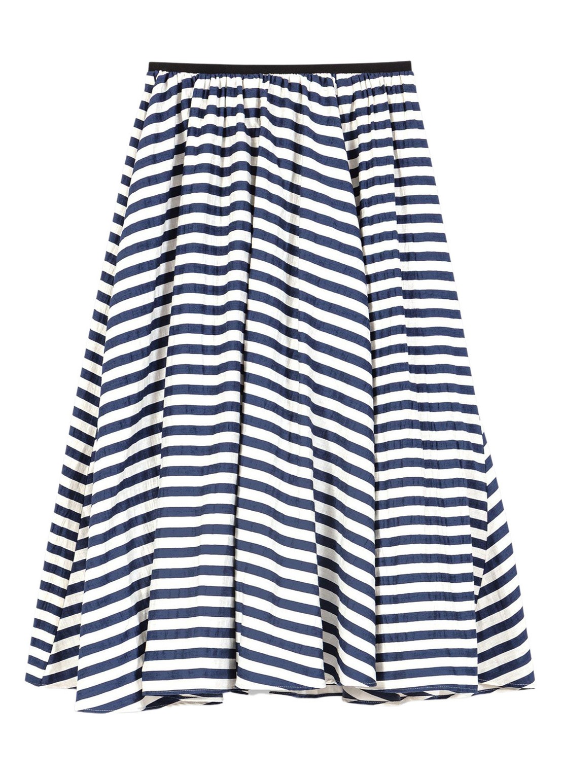 Maje Jalais midi rok met streepprint - voorkant 6 donkerblauw