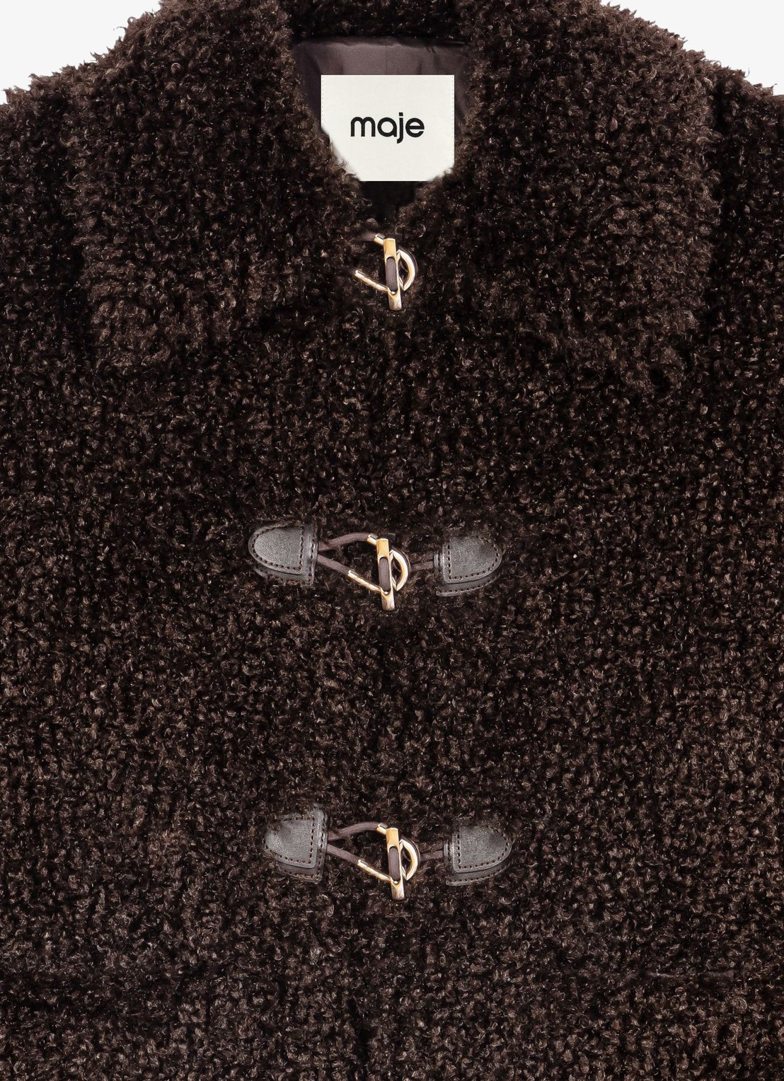 Maje Jas van teddy - detail donkerbruin