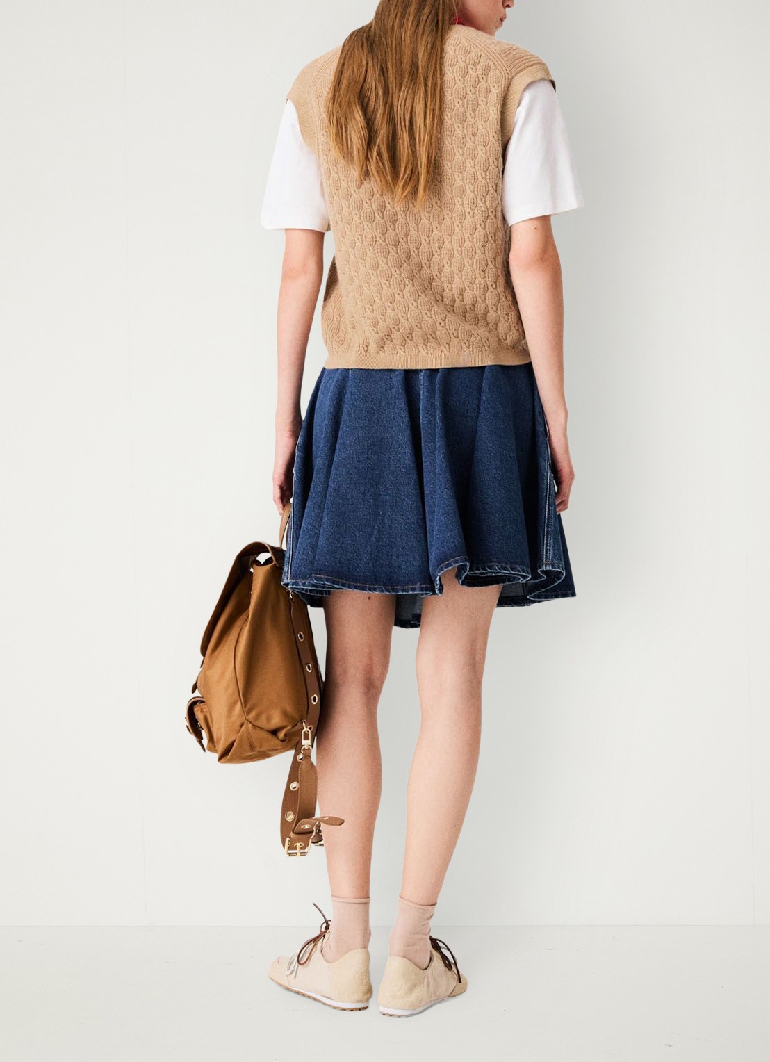Maje Kabelgebreid gilet in kasjmierblend met opgestikte zakken - achterkant 8 beige