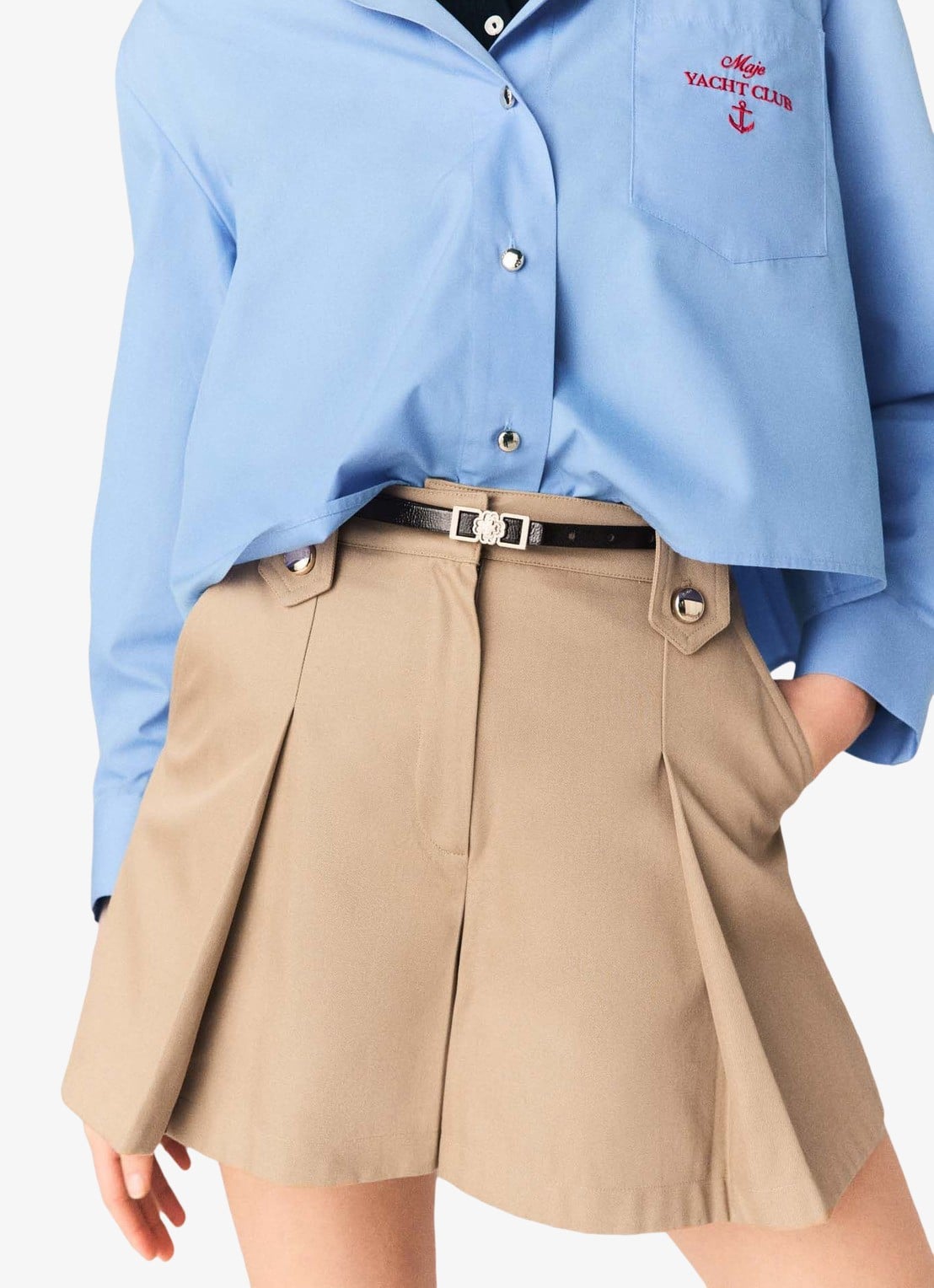Maje Korte broek met plooien - detail 5 beige
