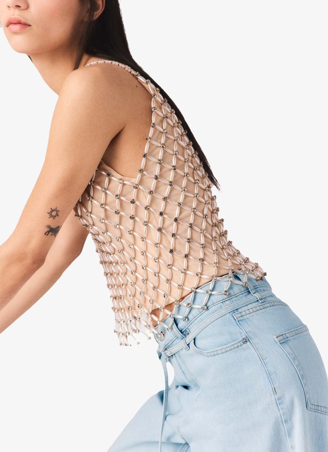 Maje Lakoya top met kralendecoratie - detail 4 beige